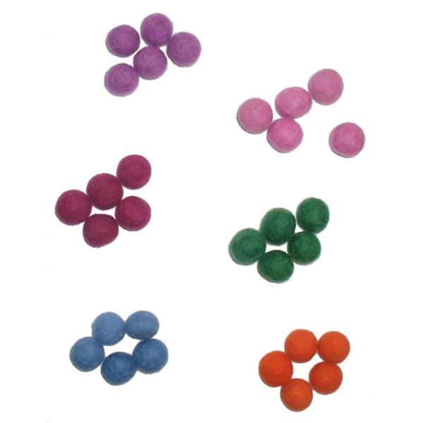 Colored Felt Beads 15 mm